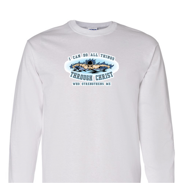 [[color:White]] I Can Do All Things Swimming Long Sleeve T-shirt White