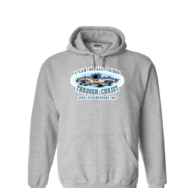 [[color:Sport Grey]] I Can Do All Things Swimming Hoodie Sport Grey