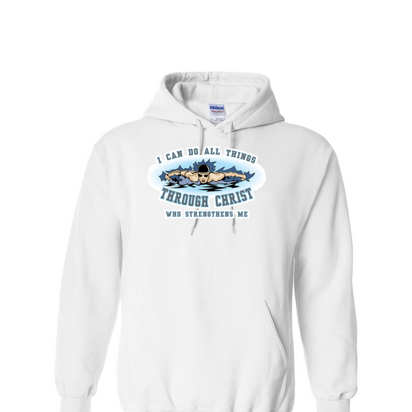 [[color:White]] I Can Do All Things Swimming Hoodie White