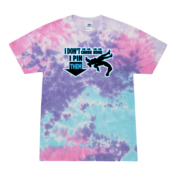 [[color:Cotton Candy]] I Don't Chase Boys Girls Wrestling Tie Dye T-shirt Cotton Candy