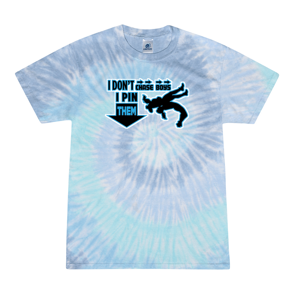[[color:Lagoon]] I Don't Chase Boys Girls Wrestling Tie Dye T-shirt Lagoon