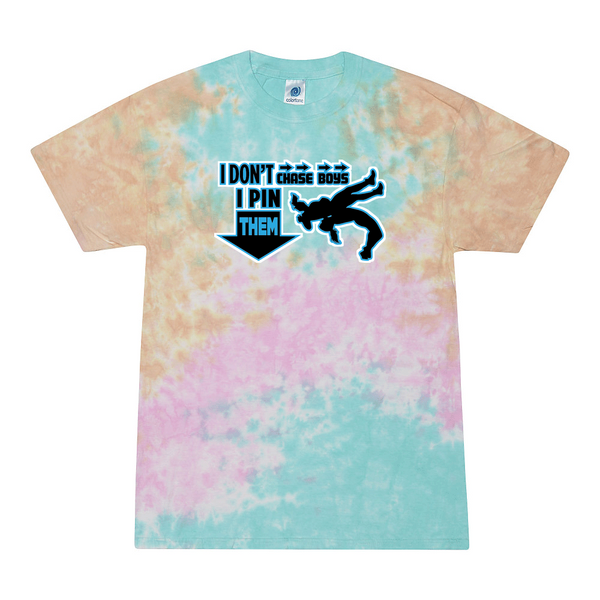 [[color:Snow Cone]] I Don't Chase Boys Girls Wrestling Tie Dye T-shirt Snow Cone