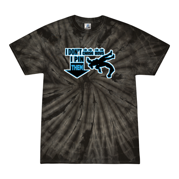 [[color:Spider Black]] I Don't Chase Boys Girls Wrestling Tie Dye T-shirt Spider Black