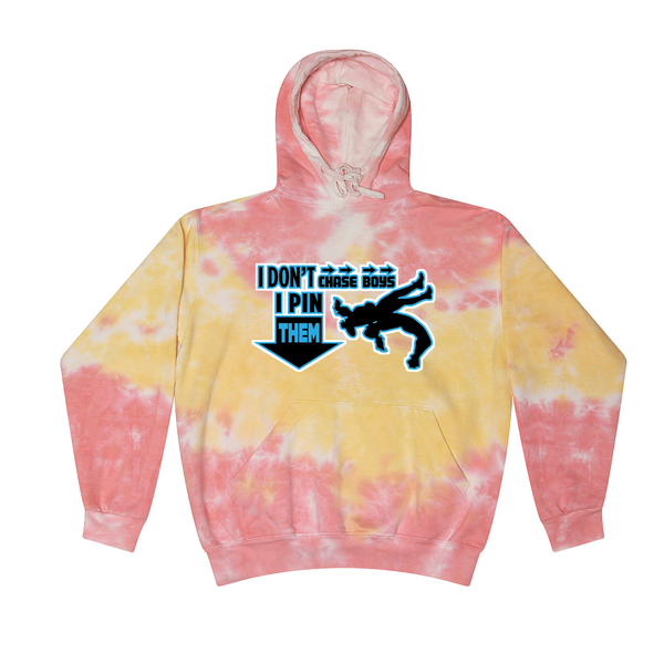 [[color:Funnel Cake]] I Don't Chase Boys Girls Wrestling Tie Dye Hoodie Funnel Cake