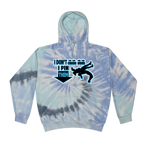 [[color:Lagoon]] I Don't Chase Boys Girls Wrestling Tie Dye Hoodie Lagoon