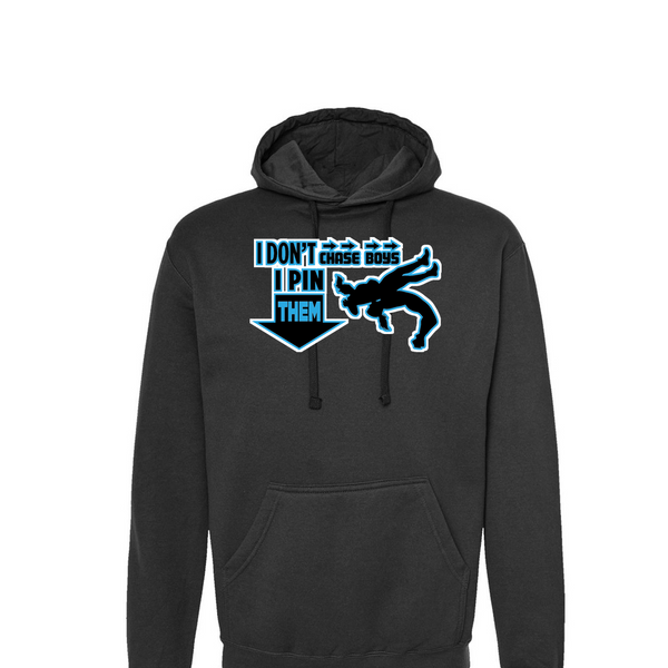 [[color:Black]] I Don't Chase Boys Girls Wrestling Hoodie Black