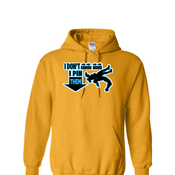 [[color:Gold]] I Don't Chase Boys Girls Wrestling Hoodie Gold