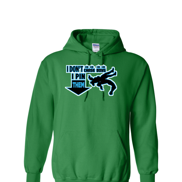 [[color:Irish Green]] I Don't Chase Boys Girls Wrestling Hoodie Irish Green