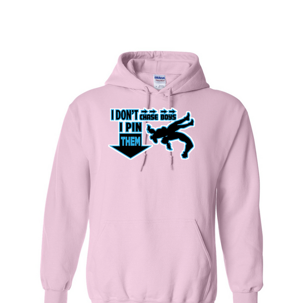 [[color:Light Pink]] I Don't Chase Boys Girls Wrestling Hoodie Light Pink
