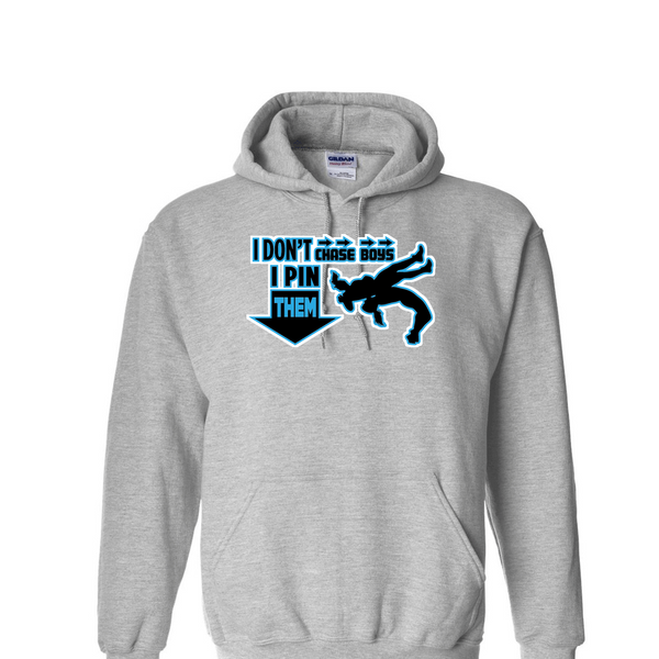 [[color:Sport Grey]] I Don't Chase Boys Girls Wrestling Hoodie Sport Grey