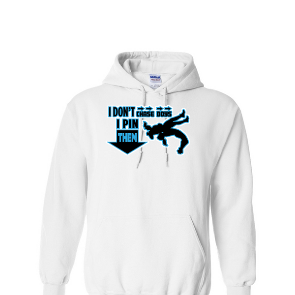 [[color:White]] I Don't Chase Boys Girls Wrestling Hoodie White