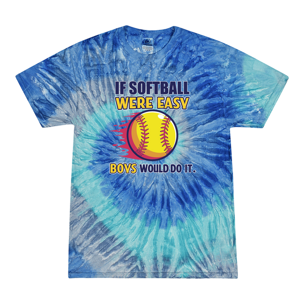 [[color:Blue Jerry]] If Softball Were Easy Tie Dye T-shirt Blue Jerry