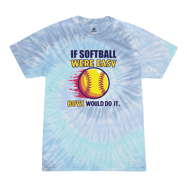 [[color:Lagoon]] If Softball Were Easy Tie Dye T-shirt Lagoon