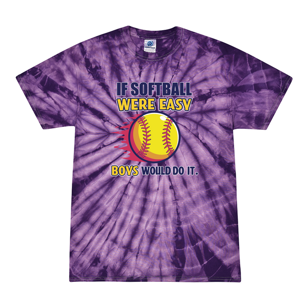 [[color:Spider Purple]] If Softball Were Easy Tie Dye T-shirt Spider Purple