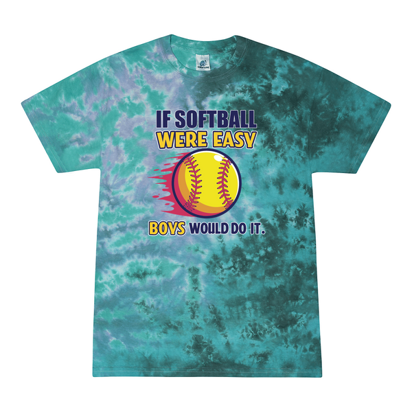 [[color:Zero G]] If Softball Were Easy Tie Dye T-shirt Zero G