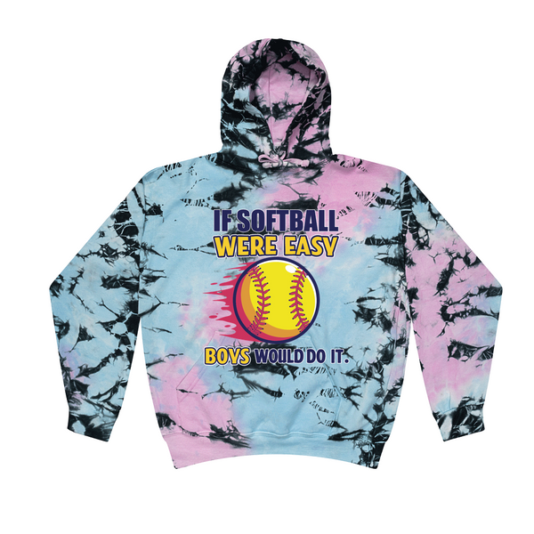 [[color:Dream]] If Softball Were Easy Tie Dye Hoodie Dream
