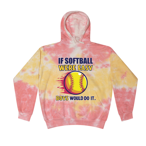 [[color:Funnel Cake]] If Softball Were Easy Tie Dye Hoodie Funnel Cake