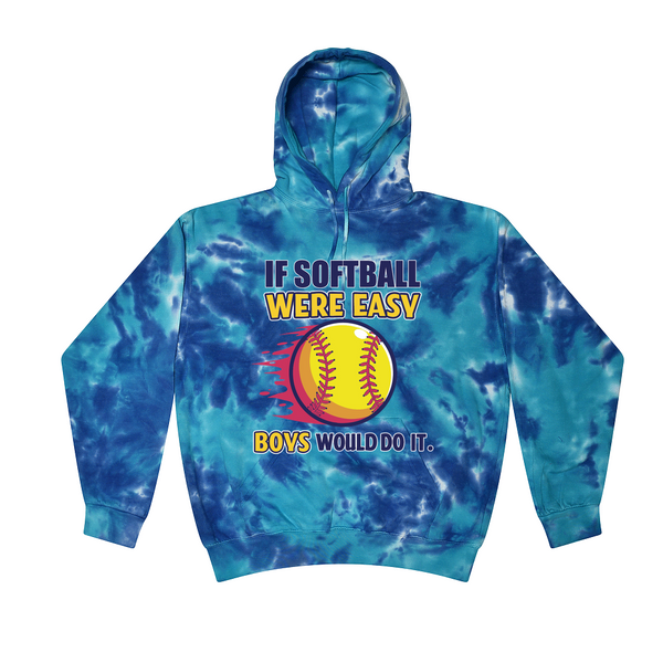 [[color:Multi-Blue]] If Softball Were Easy Tie Dye Hoodie Multi-Blue