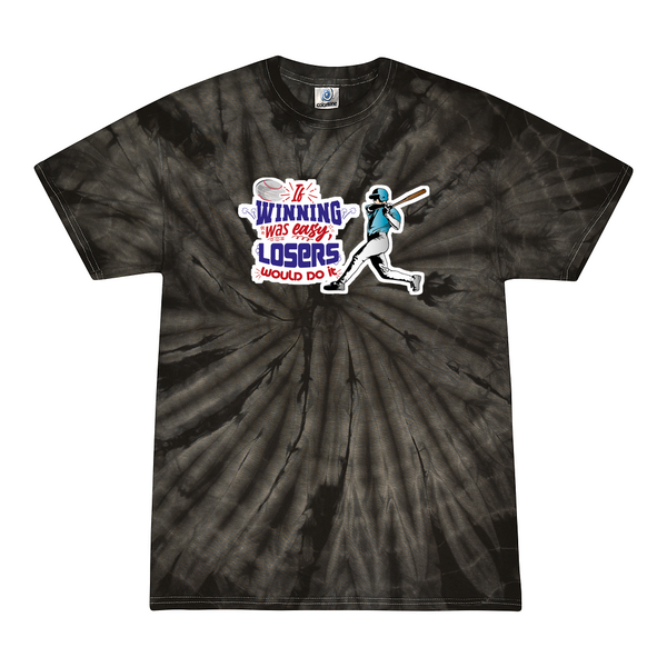 [[color:Spider Black]] If Winning Was Easy Baseball Tie Dye T-shirt Spider Black