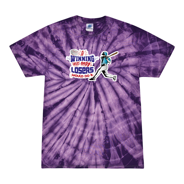 [[color:Spider Purple]] If Winning Was Easy Baseball Tie Dye T-shirt Spider Purple