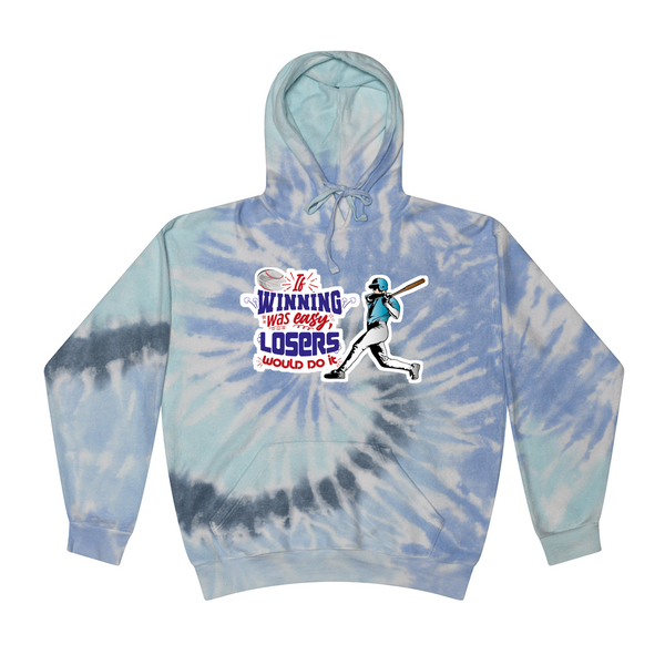 [[color:Lagoon]] If Winning Was Easy Baseball Tie Dye Hoodie Lagoon