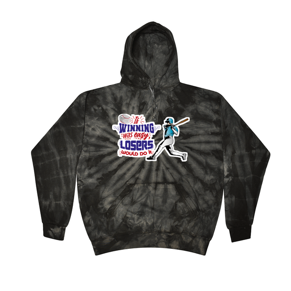 [[color:Spider Black]] If Winning Was Easy Baseball Tie Dye Hoodie Spider Black