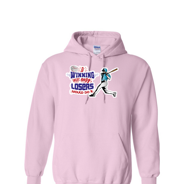[[color:Light Pink]] If Winning Was Easy Baseball Hoodie Light Pink