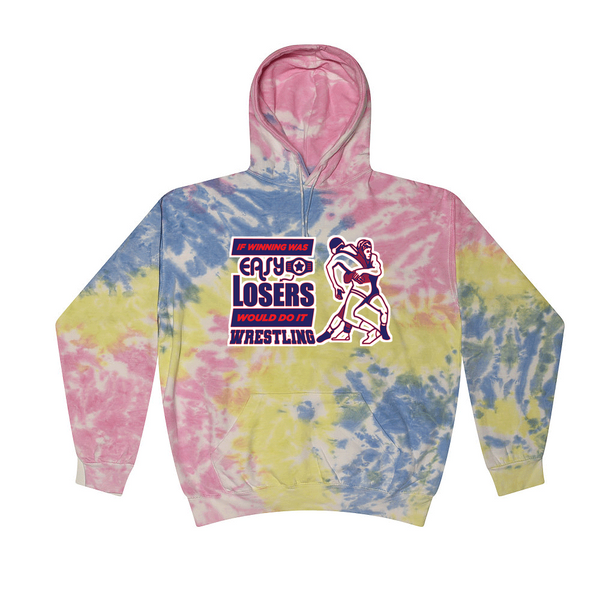 [[color:Sherbert]] If Winning Was Easy Wrestling Tie Dye Hoodie Sherbert