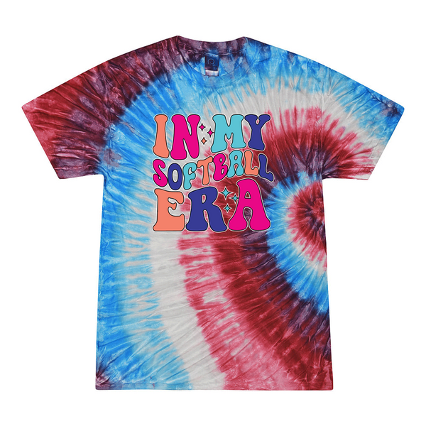 [[color:Firecracker]] In My Softball Era Tie Dye T-shirt Firecracker