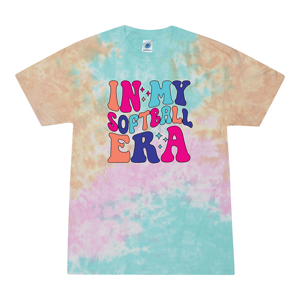 [[color:Snow Cone]] In My Softball Era Tie Dye T-shirt Snow Cone