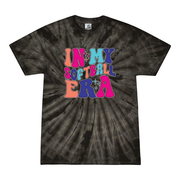 [[color:Spider Black]] In My Softball Era Tie Dye T-shirt Spider Black