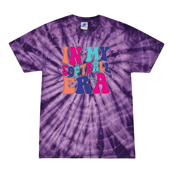 [[color:Spider Purple]] In My Softball Era Tie Dye T-shirt Spider Purple
