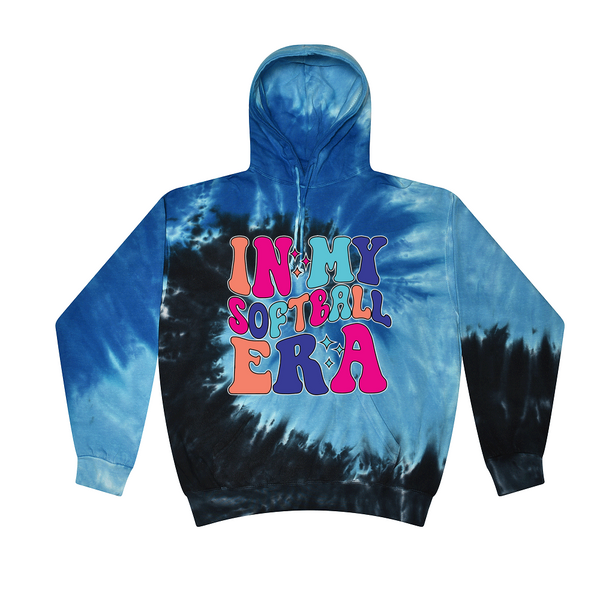 [[color:Blue Ocean]] In My Softball Era Tie Dye Hoodie Blue Ocean