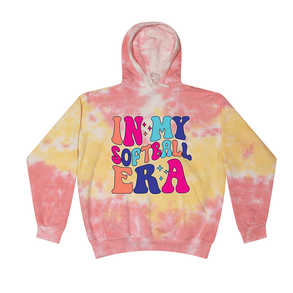 [[color:Funnel Cake]] In My Softball Era Tie Dye Hoodie Funnel Cake