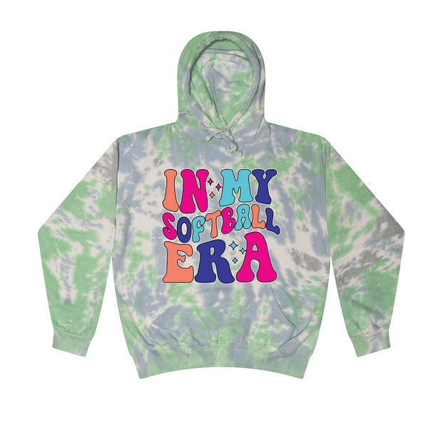 [[color:Slushy]] In My Softball Era Tie Dye Hoodie Slushy