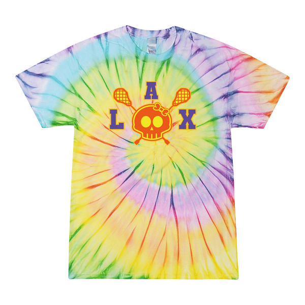 [[color:Lolli-pop]] Lax Skull With Bow Girls Lacrosse Tie Dye T-shirt Lolli-pop