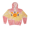 [[color:Funnel Cake]] Lax Skull With Bow Girls Lacrosse Tie Dye Hoodie Funnel Cake