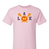 [[color:Light Pink]] Lax Skull With Bow Girls Lacrosse Short Sleeve T-shirt Light Pink