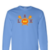 [[color:Carolina Blue]] Lax Skull With Bow Girls Lacrosse Long Sleeve T-shirt Carolina Blue