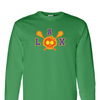 [[color:Irish Green]] Lax Skull With Bow Girls Lacrosse Long Sleeve T-shirt Irish Green