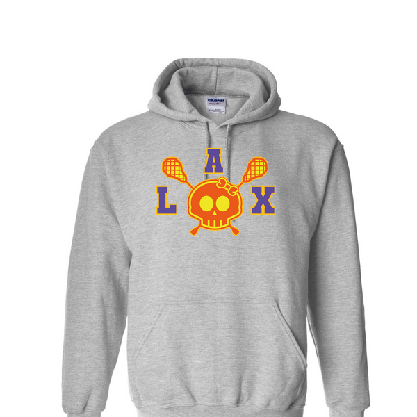 [[color:Sport Grey]] Lax Skull With Bow Girls Lacrosse Hoodie Sport Grey