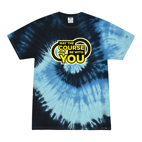 [[color:Blue Ocean]] May The Course Be With You Track and Field Tie Dye T-shirt Blue Ocean