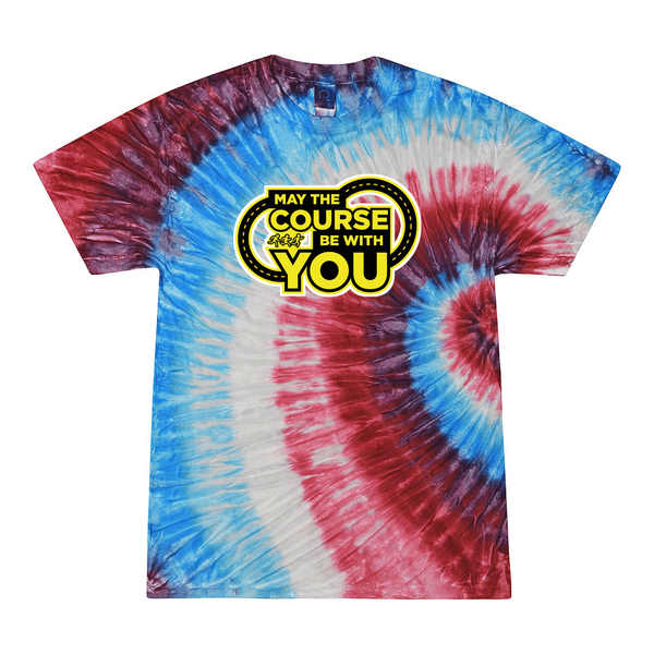 [[color:Firecracker]] May The Course Be With You Track and Field Tie Dye T-shirt Firecracker