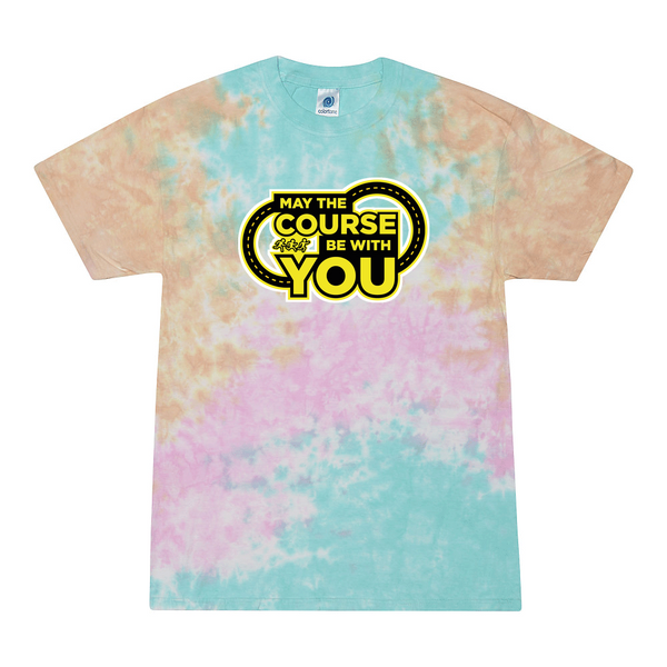 [[color:Snow Cone]] May The Course Be With You Track and Field Tie Dye T-shirt Snow Cone
