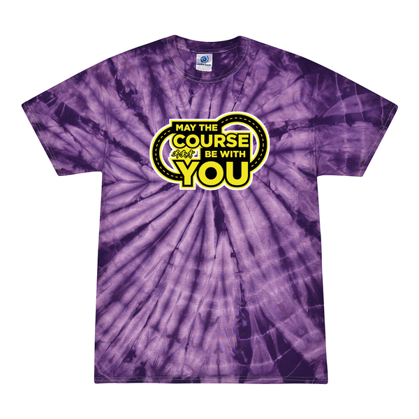[[color:Spider Purple]] May The Course Be With You Track and Field Tie Dye T-shirt Spider Purple