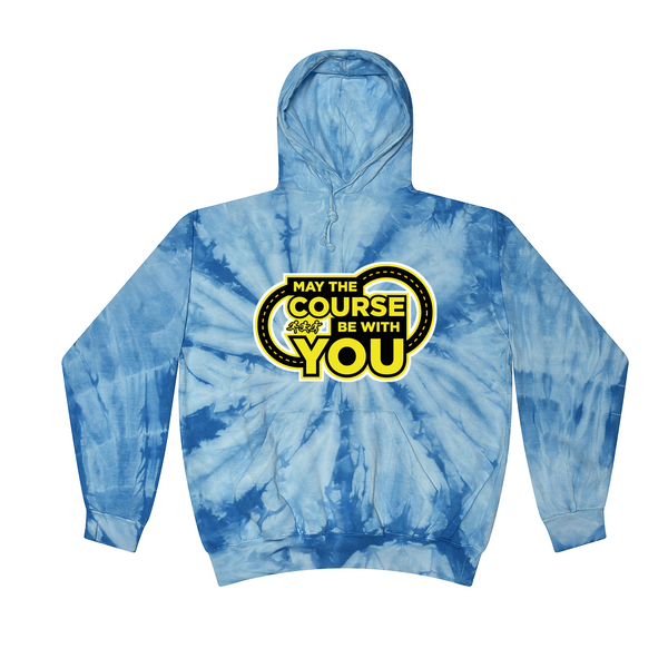 [[color:Spider Baby Blue]] May The Course Be With You Track and Field Tie Dye Hoodie Spider Baby Blue