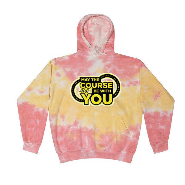 [[color:Funnel Cake]] May The Course Be With You Track and Field Tie Dye Hoodie Funnel Cake