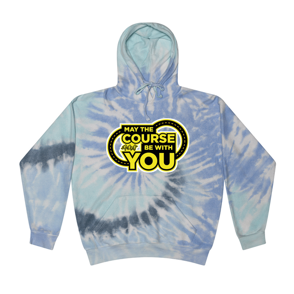 [[color:Lagoon]] May The Course Be With You Track and Field Tie Dye Hoodie Lagoon