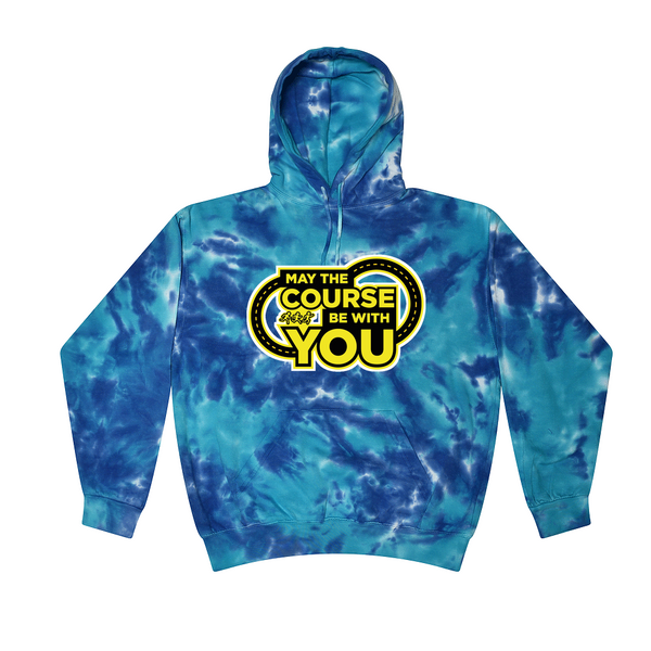 [[color:Multi-Blue]] May The Course Be With You Track and Field Tie Dye Hoodie Multi-Blue