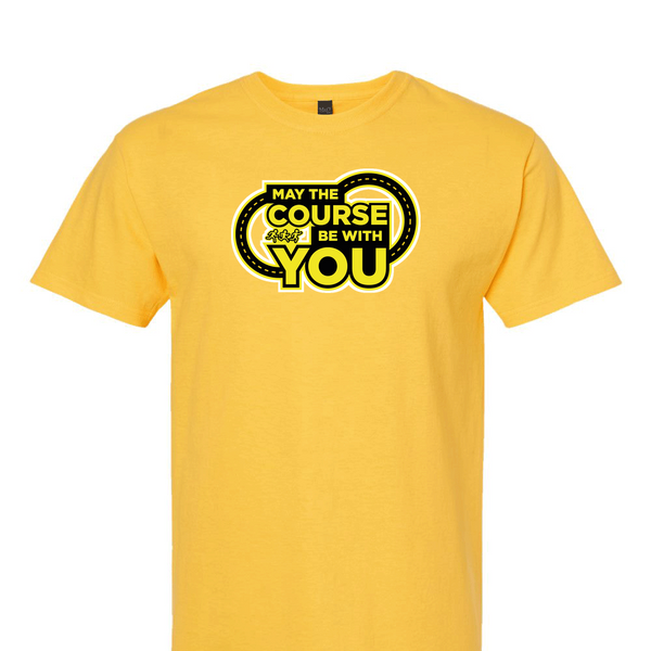 [[color:Daisy]] May The Course Be With You Track and Field Short Sleeve T-shirt Daisy